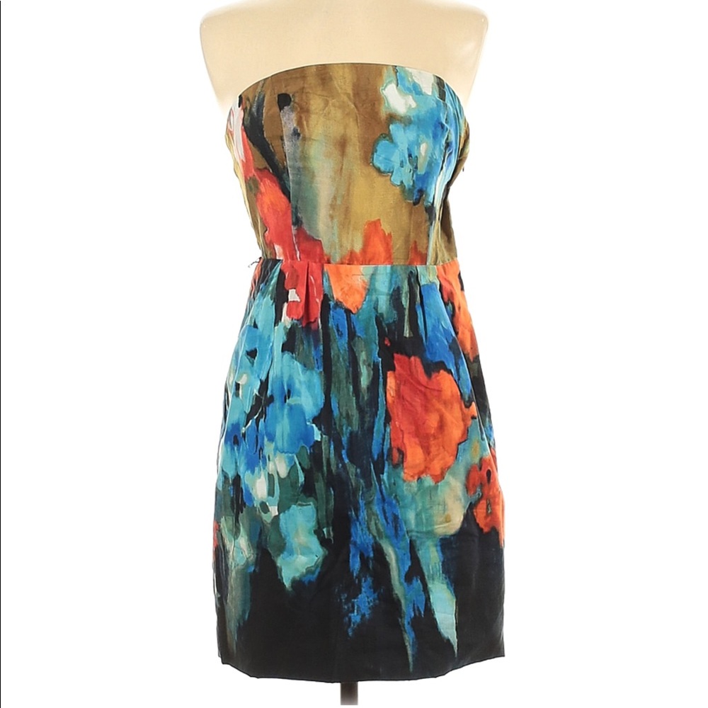 Anthropologie Moulinette Soeurs Strapless Watercolor Print Cocktail Dress - Picture 4 of 10